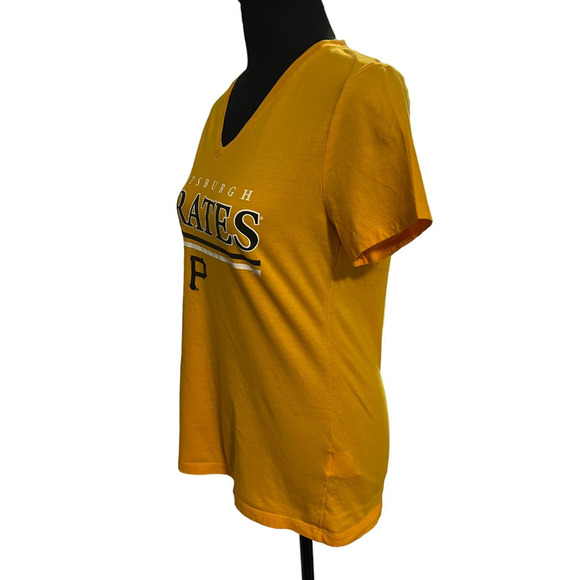 MLB Genuine Merchandise Yellow Pittsburgh Pirates V-Neck T-Shirt, Size M - Picture 4 of 6